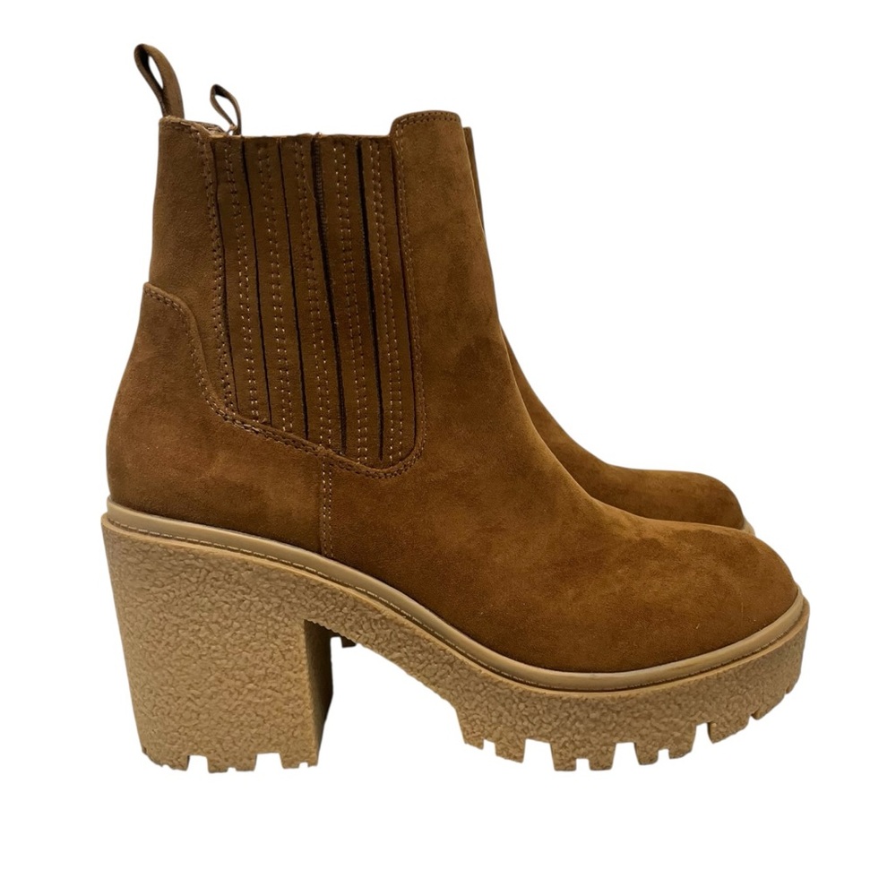 Steve Madden Caster H20 Camel Micro Suede Waterproof Lug Sole Boot  Women 8 - Picture 3 of 15